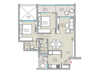 Kolte Patil Springshire Wagholi 2BHK Plan
